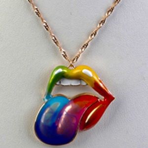 NECKLACE AND EARRING SET BITE LIP EPOXY 18 INCH